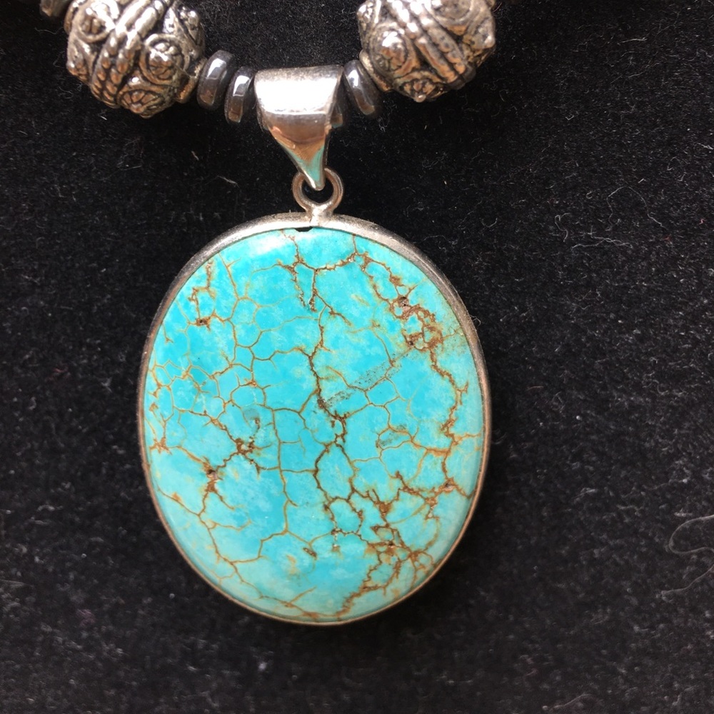 Turquoise and silver necklace